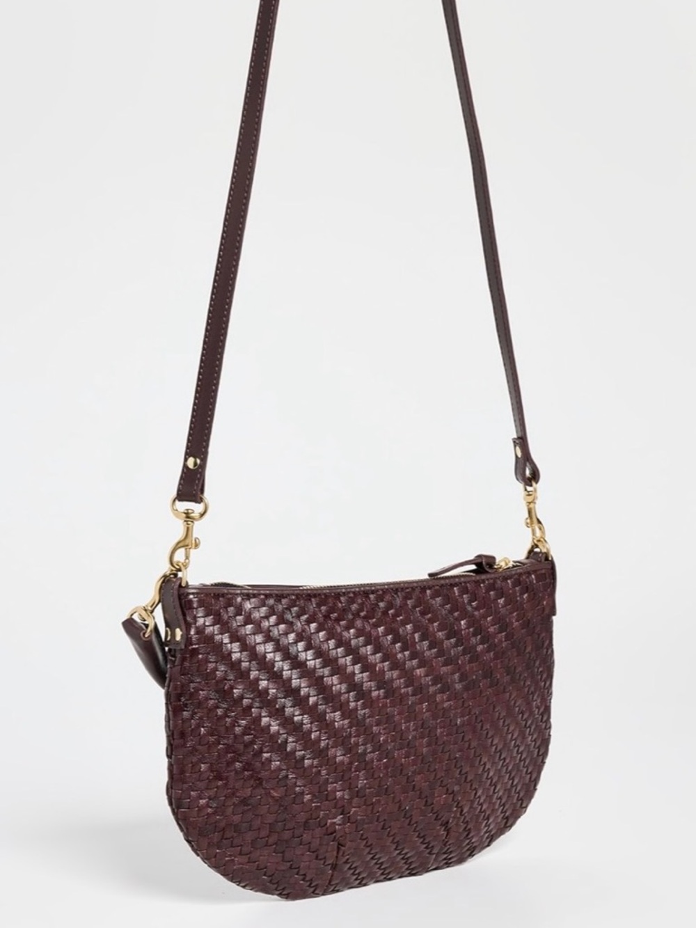 Clare V. Petit Moyen in Plum Woven Zig Zag